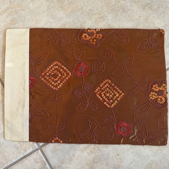 Beautiful Set Of Six Chopsticks & Silk Placemats w Sequins RUST Color - Picture 10 of 12